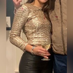 Alice + Olivia Gold Sequin top